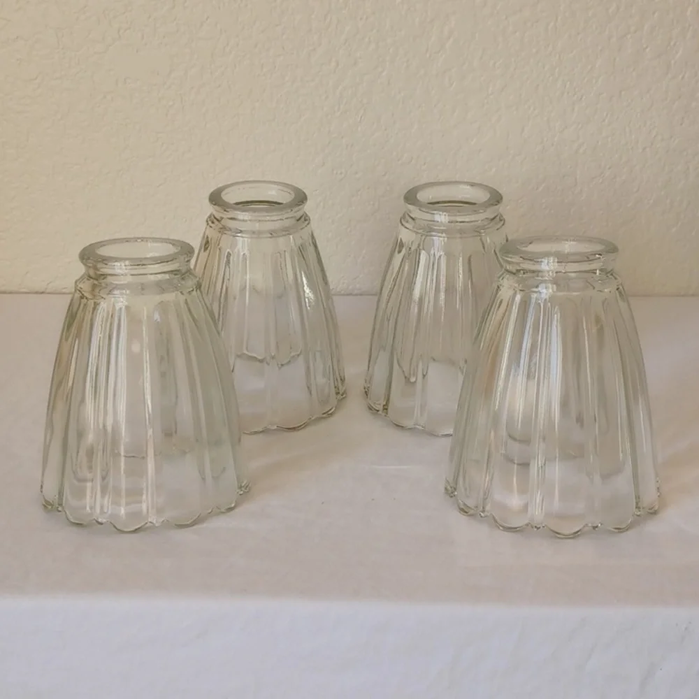 4 PIECE SET Glass Light Shades for Sconce or Ceiling Fan, Clear